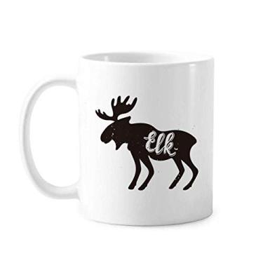 Imagem de Caneca de animal preta e branca de alce de cerâmica café xícara de porcelana louça