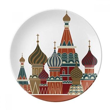 Imagem de Prato quadrado vermelho da Catedral da Rússia Prato decorativo de porcelana Salver Prato de jantar