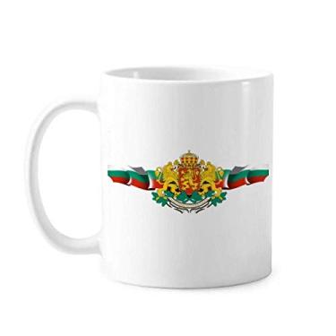 Imagem de Caneca com emblema nacional da bandeira da Bulgária cerâmica xícara de porcelana café louça
