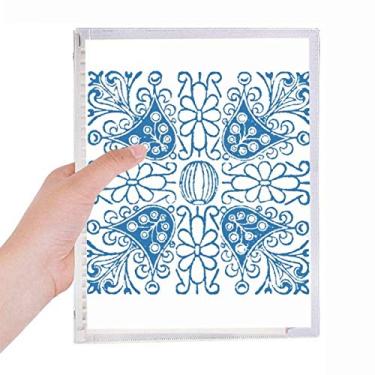 Imagem de Caderno com estampa de flor azul Talavera com folhas soltas e diário recarregável