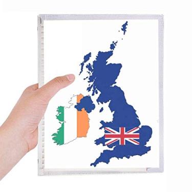 Imagem de Mapa da Grã-Bretanha Bandeira Irlanda País Reino Unido Caderno Folhas Soltas Diário Recarregável Papelaria