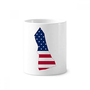 Imagem de New Hampshire USA Mapa Estrelas Listras Bandeira em Forma de Escova de Dentes Caneca, Suporte de Cerâmica