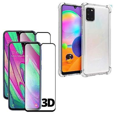 Imagem de Capa Capinha Com Bordas Reforçadas Samsung Galaxy A31 + 2 Películas Vidro 3D Cobre Toda Tela