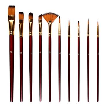 Imagem de Moochy 10pcs conjunto de pincéis de pintura Kit de pincel para artistas múltiplos pincéis médios com cabelo de náilon para artista acrílico Aquarelle aquarela guache pintura a óleo para grandes fonte