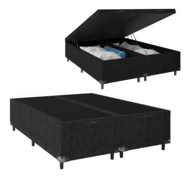 Imagem de Baú Box Casal Bipartido - Suede Preto