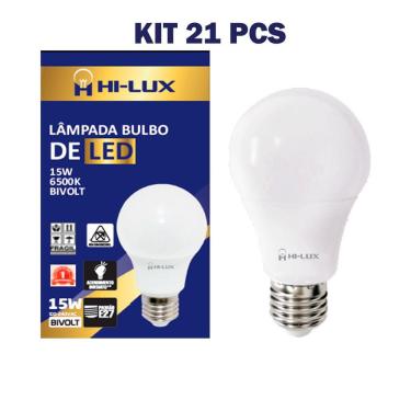Imagem de Kit 21 Lampadas De Led 15W Bulbo 6500K E27 Branco Frio