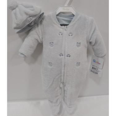 Imagem de Macacão Longo Bordado Bebê Menino Paraiso + Touca Ref 12941 - Azul pastel - G ( 6 - 9 MESES )-Masculino