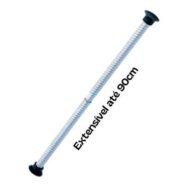Imagem de Bastão Varão Tubo Extensível Regulável para Cortina de Box Banheiro Pia
