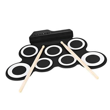 Imagem de SIMBAE Bateria Eletrônica Compact Size Portable Digital Roll Up Kit de bateria Kit 7 Silicon Drum Pads USB Alimentado com baquetas Pedais 3.5mm Cabo de áudio para principiantes de prática Kids
