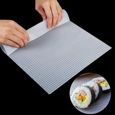 Imagem de Molde de sushi "faça você mesmo", tapete de silicone para enrolar bolo, piquenique, almoço, antiaderente, reutilizável, superfície lavável