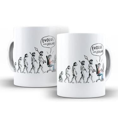 Imagem de Caneca cerâmica branca gamer meme com frase Evoluí paa jogar