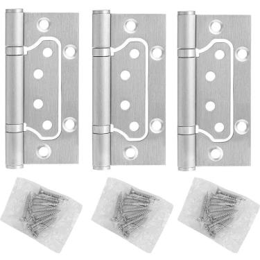 Imagem de Dobradiça Porta Sobrepor 3 Peças de Aço Inox Mais Resistente