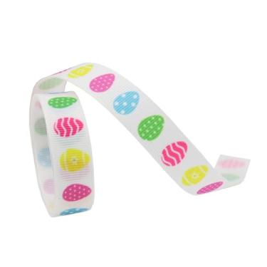 Imagem de Dynwave Fita de Páscoa Primavera Presente de Páscoa Fita de Tecido Fita de Embrulho Decorativa para Festa Costura Laços de Cabelo Fazendo Embalagem Grinalda, Ovos de Páscoa 4.5m