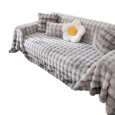 Imagem de Engrossar Coelho Pelúcia Sofá Almofada Inverno Quente Sofás Esteira Toalha Anti-deslizamento Universal Capas Sofá Macio Cobertor Sofá Pelúcia Coelho Cobertor