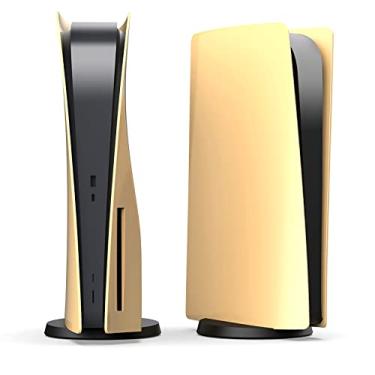 Imagem de Capa para PlayStation 5 edição de disco, painéis para console PS5, acessórios para placa, protetor de placa de substituição com proteção contra poeira e riscos – disco, dourado