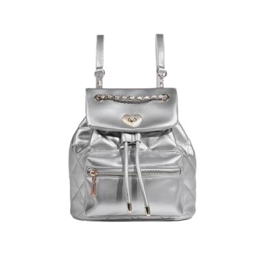 Imagem de Mochila antirroubo em couro PU Design Bolsa de ombro para mulheres e bolsa de mão com múltiplos bolsos e alça ajustável (C)