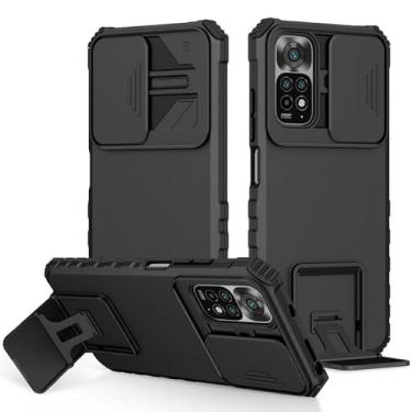 Imagem de Capa de telefone para Xiaomi para Redmi Note 12 11 11S 10 10S 10C A1 9A 9C 9T POCO X5 Capa de suporte de proteção de janela push, preta, para Redmi A2