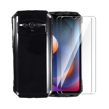 Imagem de WDMYLFTW Capa para Doogee S100 + [pacote com 2] Película protetora de tela de vidro temperado - Capa protetora de TPU (poliuretano termoplástico) macio e flexível de silicone transparente à prova de