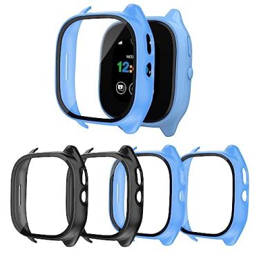 Imagem de [Pacote com 4] Capa Snyeest compatível com protetor de tela Gizmo Watch 3 para crianças, vidro temperado compatível apenas com Verizon Gizmo Watch 3, preto + azul + azul