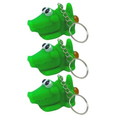 Imagem de Chaveiro de cocô de jacaré engraçado, chaveiro de animal de borracha macia, acessório para chaves de carro (pacote com 3), Verde, P