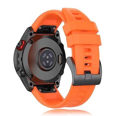 Imagem de VINIUSIKI Pulseira de silicone de 22 mm compatível com Garmin Fenix 6 Pro, de fácil ajuste, para Fenix 5 Plus Fenix 7 Pro Descent G1 Tactix Bravo Approach S62 Forerunner 945/955 mulheres homens, laranja