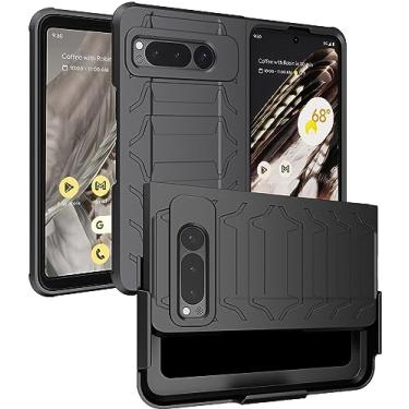 Imagem de Capa com clipe para Google Pixel Fold (2023), capa tática para celular Nakedcellphone Special Ops e [catraca rotativa] Conjunto de suporte para cinto e quadril - preto fosco