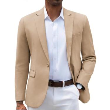 Imagem de COOFANDY Blazer masculino casual slim fit casaco esportivo leve com um botão, Caqui, 3X-Large