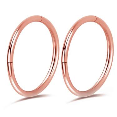 Imagem de PIERCINGBOY 2 anéis de nariz de titânio 18G 7 mm calibre 18 ouro rosa argolas cartilagem hélice tragus daith torre brincos articulados segmento septo clicker body piercing joia, Titânio, Sem pedras