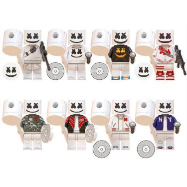Imagem de Set 8 Bonecos Blocos De Montar Dj Marshmello Fortnite