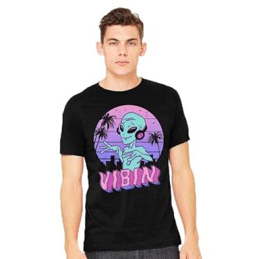 Imagem de TeeFury - Alien Vibes! - Camiseta masculina de ficção científica, alienígena,, Preto, 3G