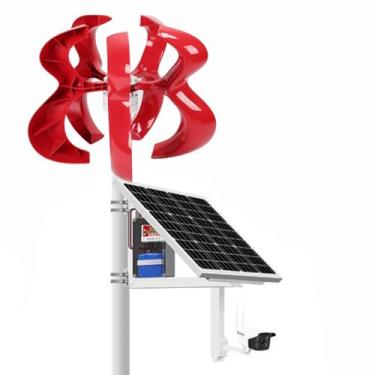 Imagem de HUIZHITENGDA 9000W Vertical Windmill Wind Power Generator Set,12V 24V 48V 220V Permanente Maglev Gerador de turbina eólica para luzes de rua ao ar livre (vermelho),12v