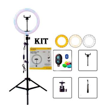 Imagem de Kit ring light 10 polegadas bmax k-bm-l03+bmg-41+shuter