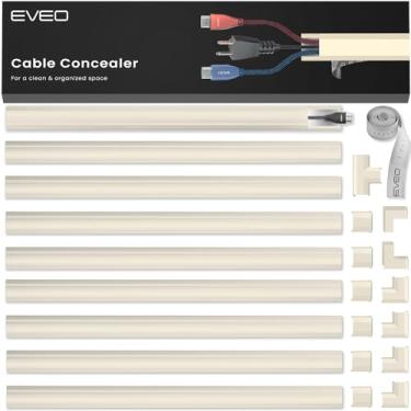 Imagem de Escondedor de cabos de 388,6 cm - Capas de cabo para fios - hider de cabos pintável - Gerenciamento de cabos - hiders de fio para TV na parede - Parede oculta de cabos - pista de cabos - 9X (C17 x