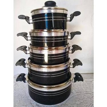 Imagem de Jogo Panelas Aluminio Grosso Tampa Vidro Temperado Luxuosa