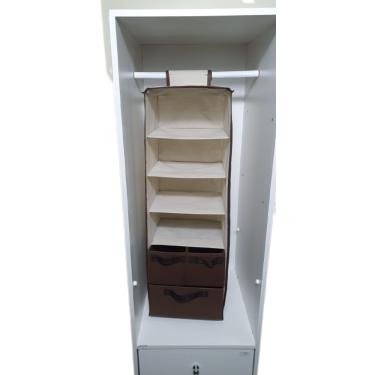 Imagem de Organizador Cabideiro Vertical Com Divisórias Closet Guarda-Roupas 3 Gavetas