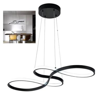 Imagem de Lustre Pendente 3 em 1 Arco Infinito LED Perfil Iluminaçao Hall de Entrada Recepçao Sal...