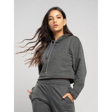 Imagem de Casaco Cropped com Capuz Moletinho Moda Casual Feminina-Feminino