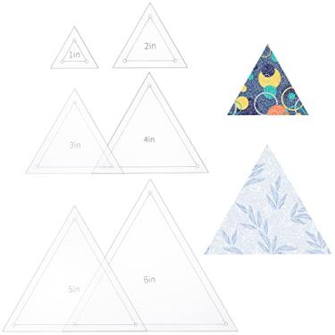 Imagem de BENECREAT Conjunto de 6 peças de modelo de acolchoamento triangular de movimento livre, réguas de acolchoamento transparentes de acrílico para máquinas de acolchoar designs DIY em camisas