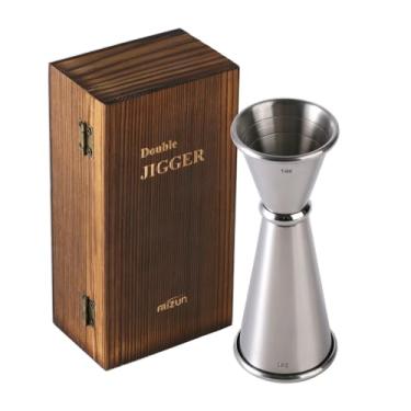 Imagem de Aiizun Jigger para medição de bebidas alcoólicas, 28,3 g, 56,7 g, aço inoxidável, coqueteleira com medidas internas para barman