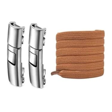 Imagem de Press Lock Shoelaces Without Ties Elastic Laces Sneaker Widened Flat No Tie Shoe Laces Kids Adult Shoelace For Shoes(Brown)