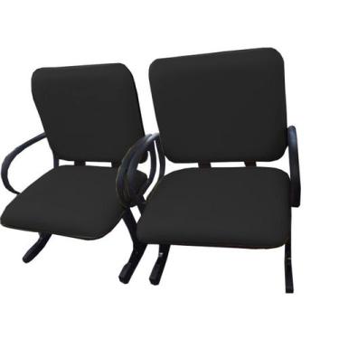 Imagem de 02 Cadeiras para Escritório para Obesos até 250kg Preto - Design Offic