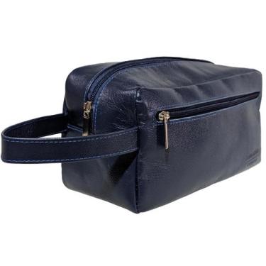Imagem de Necessaire Feminina Estojo Viagem Maquiagem Grande Em Couro - Art Mina