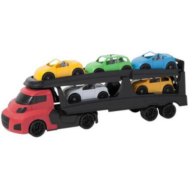 Imagem de Caminhão de Brinquedo Cegonha Invictus - Cardoso Toys 5 Peças