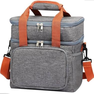 Imagem de Bolsa Termica Marmita Lancheira Grande Alça Ombro Trabalho Grande Feminina Masculina (CINZA)