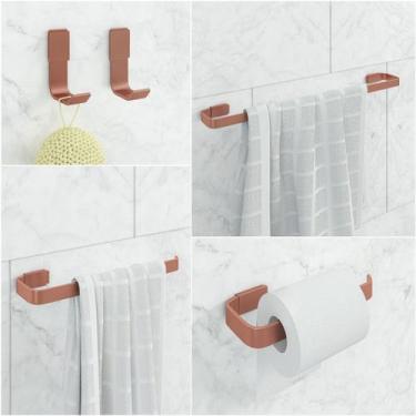 Imagem de Kit De Acessórios de Banheiro 5 Peças Stander 2 Cabides Rose - JGC COM