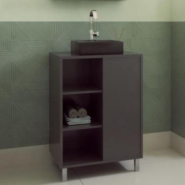 Imagem de Gabinete para Banheiro com Cuba Preta 60cm 1 Porta de Correr Julia - F