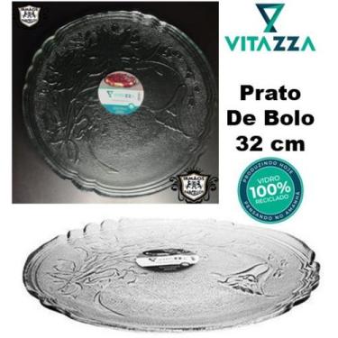 Imagem de Prato De Vidro Para Bolo Lirio Vitazza 32x2,5x32CM - Prato De Vidro - 