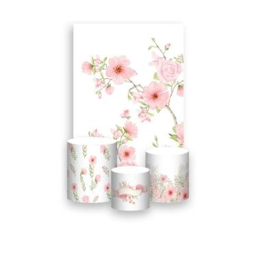 Imagem de Painel De Festa Vertical 1,50 x 2,20 + Trio De Capas Cilindro - Floral