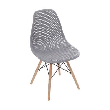 Imagem de Cadeira Eames Colméia com Base Madeira - Cinza - Abra Casa