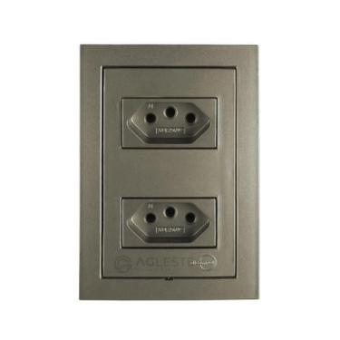Imagem de Tomada dupla 10A 4x2 Ekron Fendi - Ag Leste Materiais - Dicompel